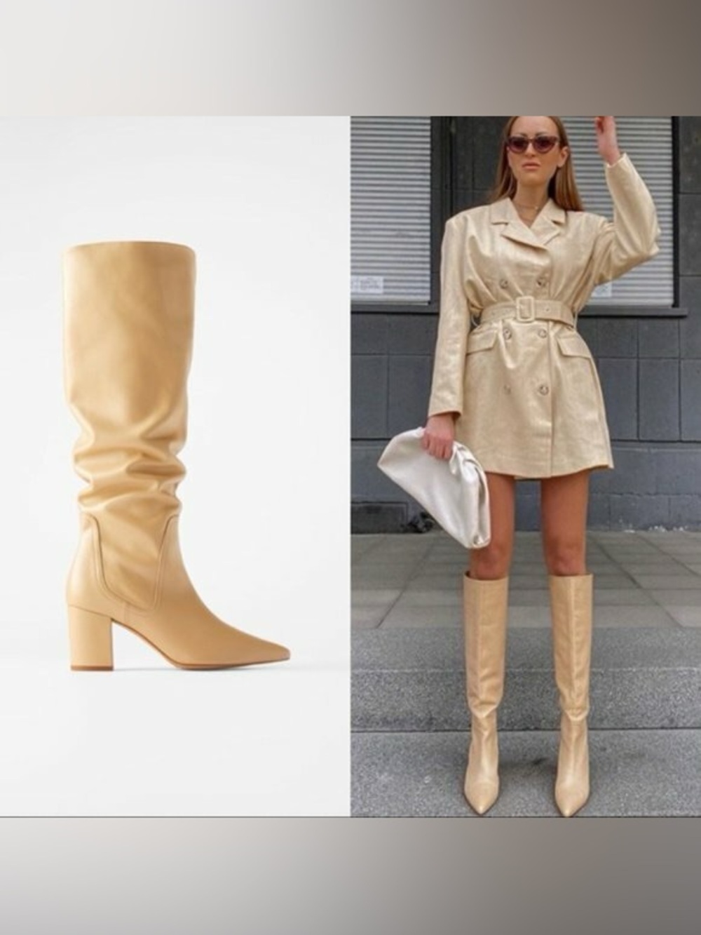 ZARA Beige Knee High Boots